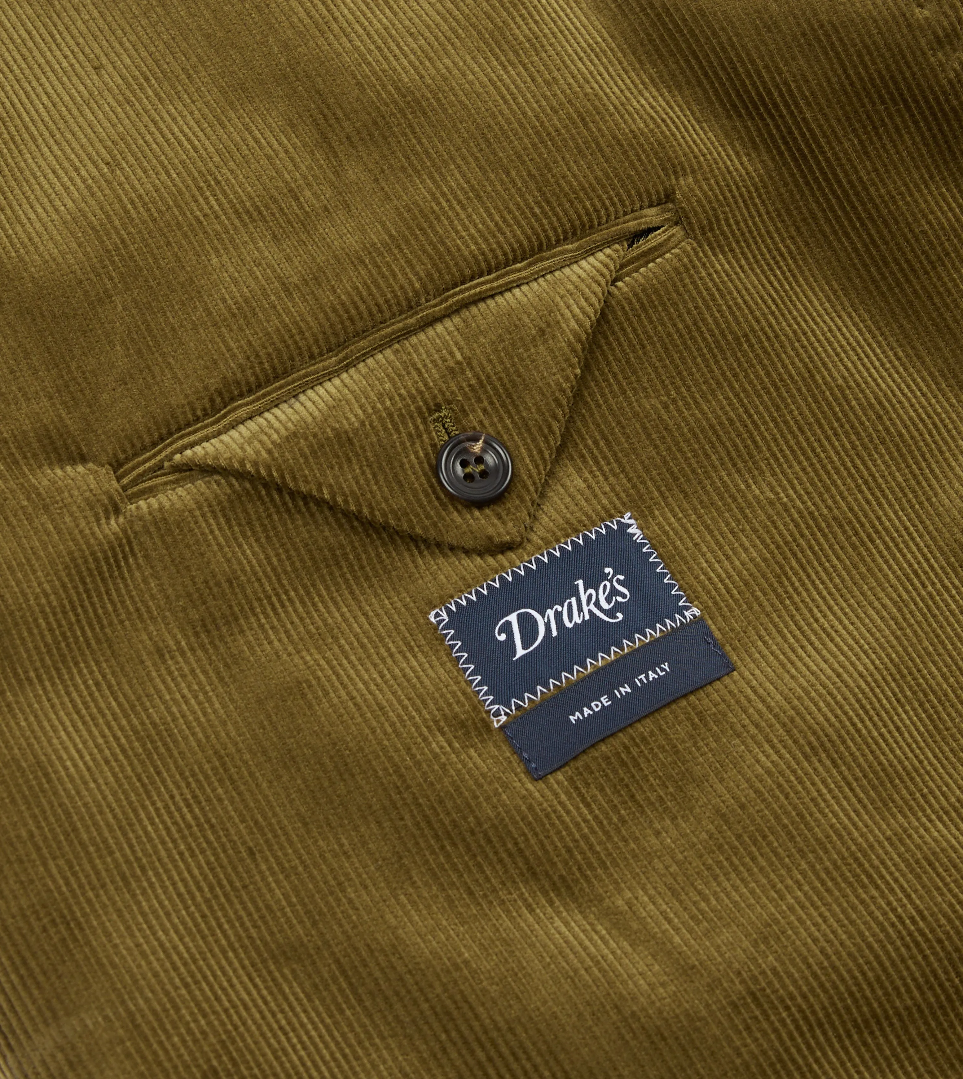 Olive Green Mid-Wale Cotton Corduroy Tailored Jacket